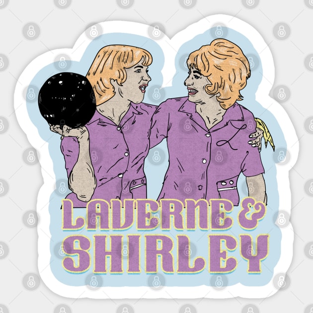 Retro Laverne and Shirley Fan Art Design Sticker by Motor Lipat